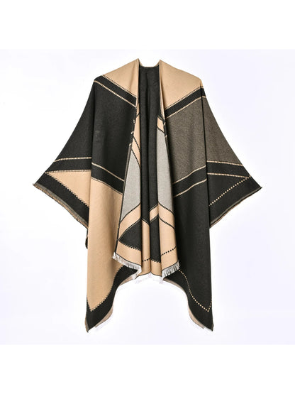 Scarvii - Oversized Color Block Knit Wrap