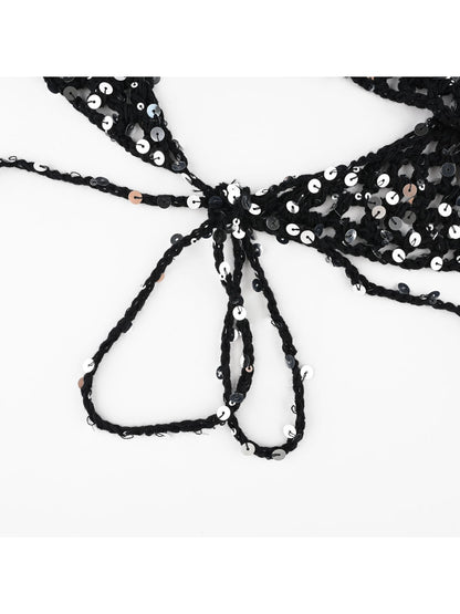 Scarvii - Sequin Openwork Tie Triangle Headband