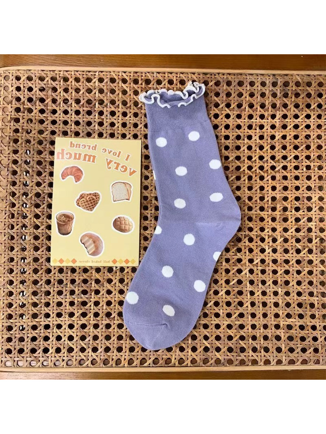 Rufia - Playful Dot Frill Edge Crew Socks