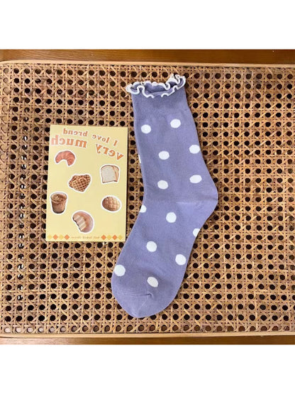 Rufia - Playful Dot Frill Edge Crew Socks