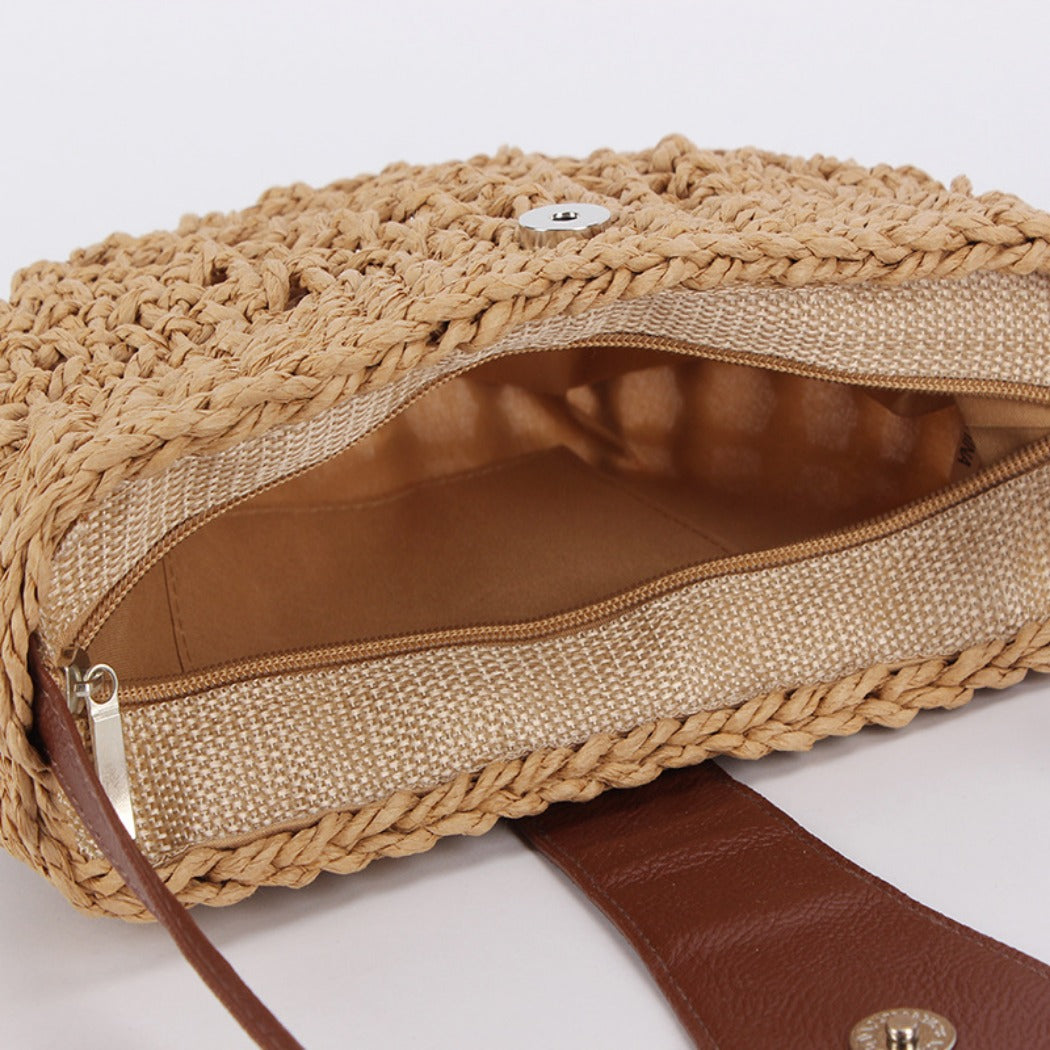 Cosbai Half Moon Woven Crossbody Bag interior view