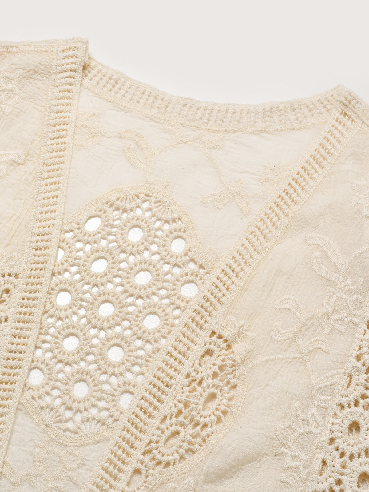 Crosa - Lace Open Front Cardigan with Batwing Sleeves