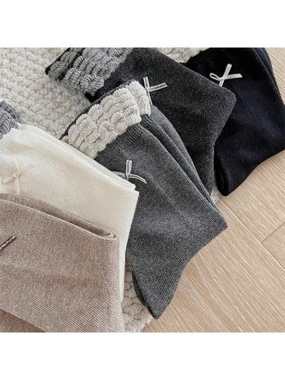 Rufia - Retro Bow Ruffle Cuff Crew Socks
