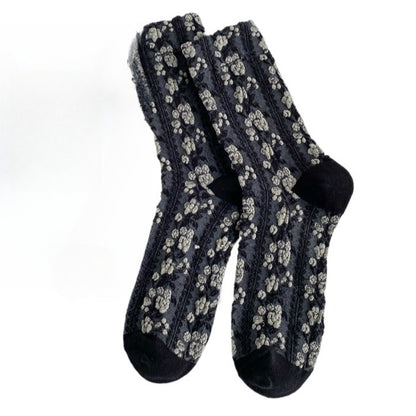 Rufia - Women's Floral Print Mid-Calf Socks - Vintage & Classic