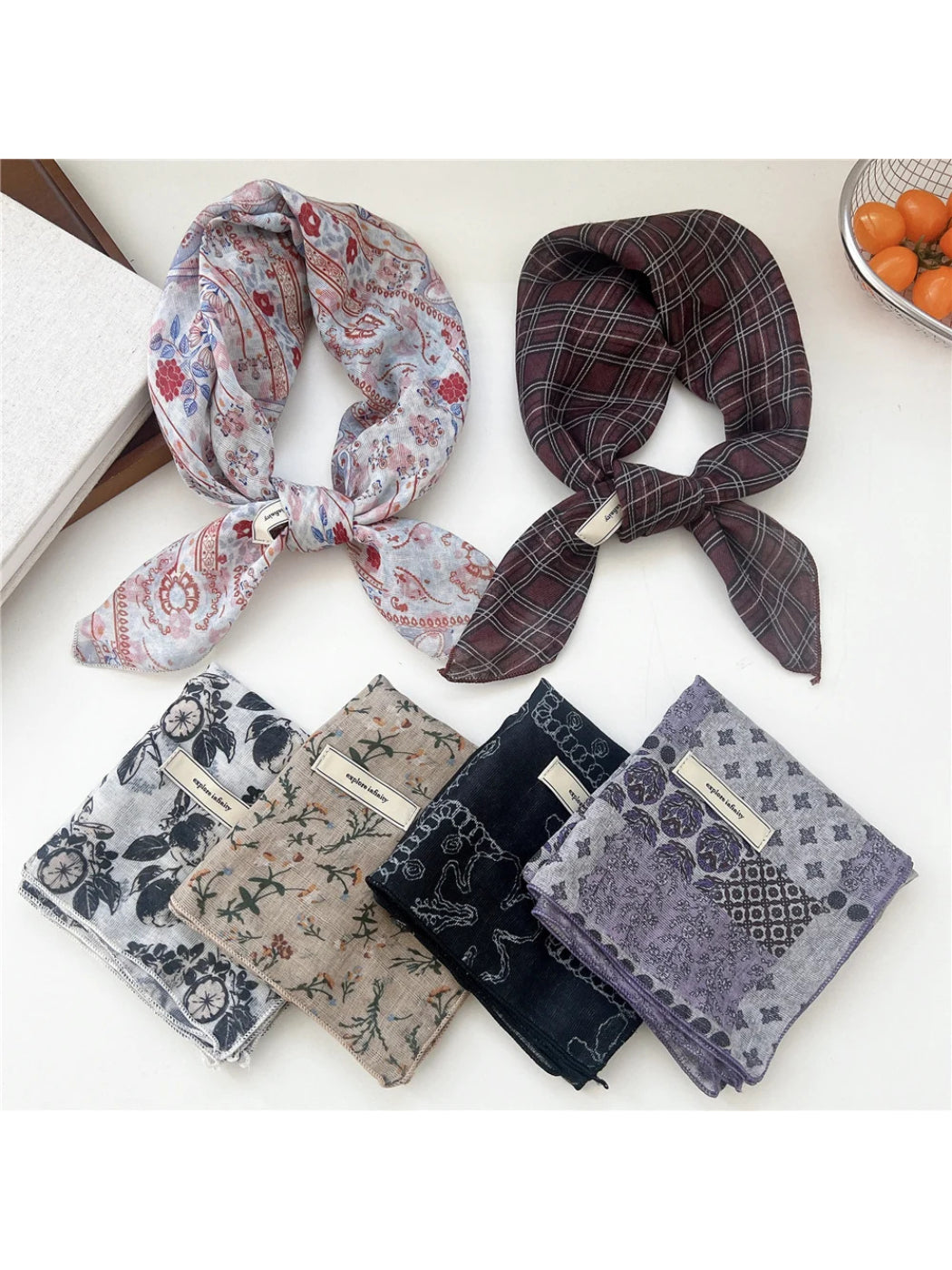 Scarvii - Vintage Print Square Scarf