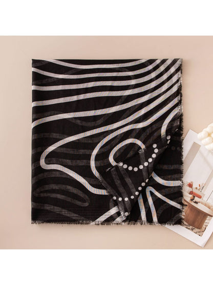 Scarvii - Geometric Line Print Lightweight Wrap Scarf