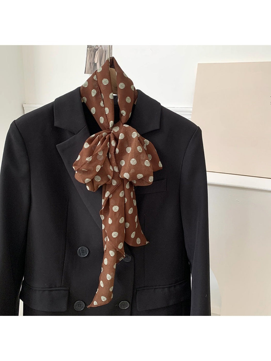 Scarvii - Vintage Classic Spot Print Long Scarf Headband