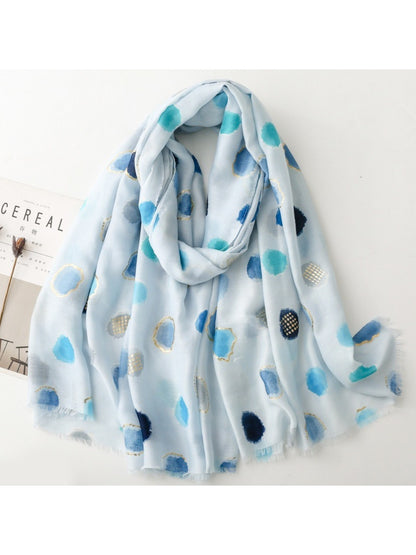 Scarvii - Light Airy Colorful Polka Dot Oversized Scarf