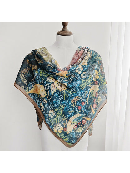 Scarvii - Botanical Collage Print Fashion Square Scarf