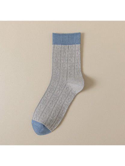 Rufia - Geometric Print Ribbed Crew Socks