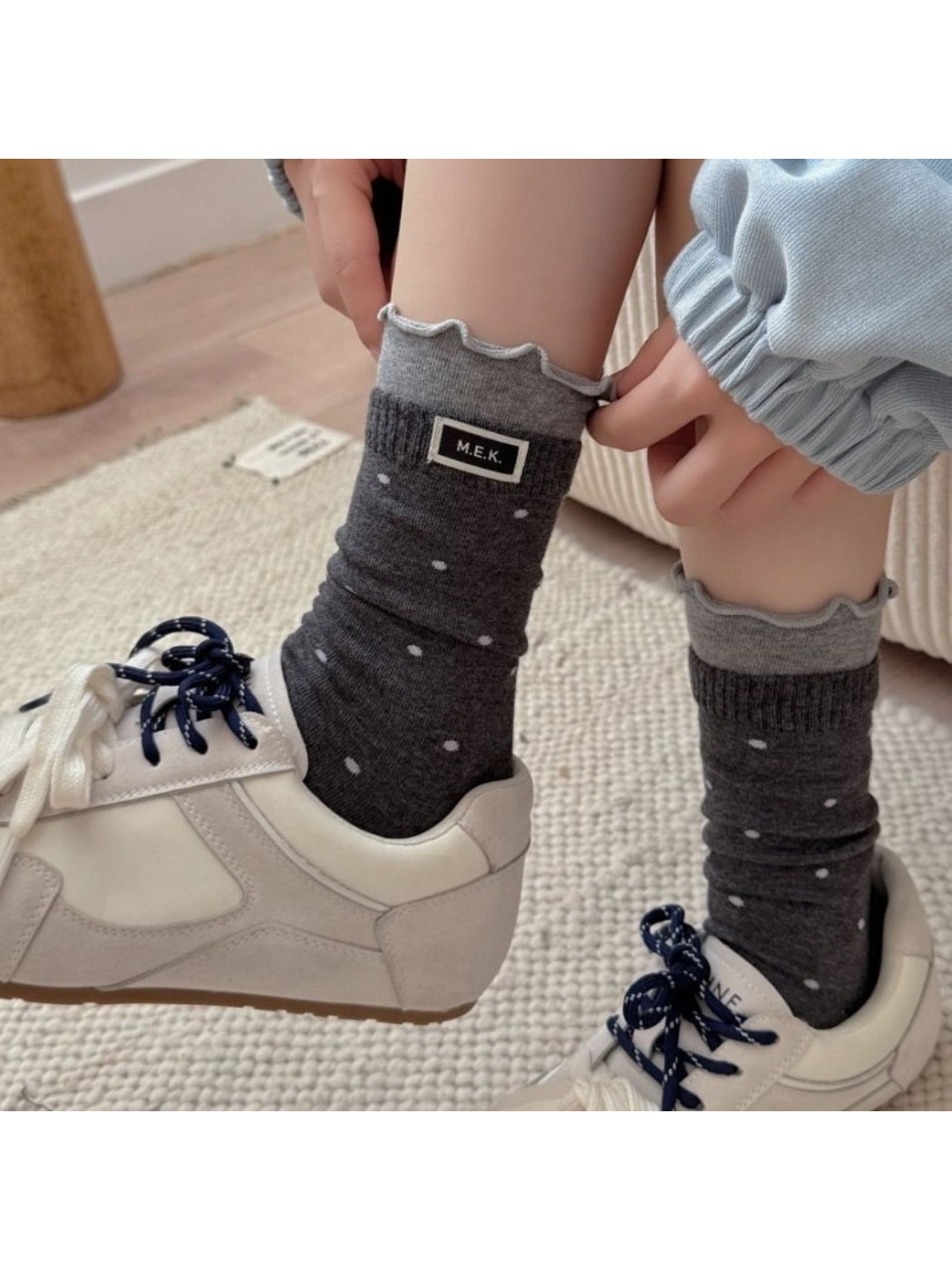 Rufia – Lace Mid-Calf Socks with Polka Dot