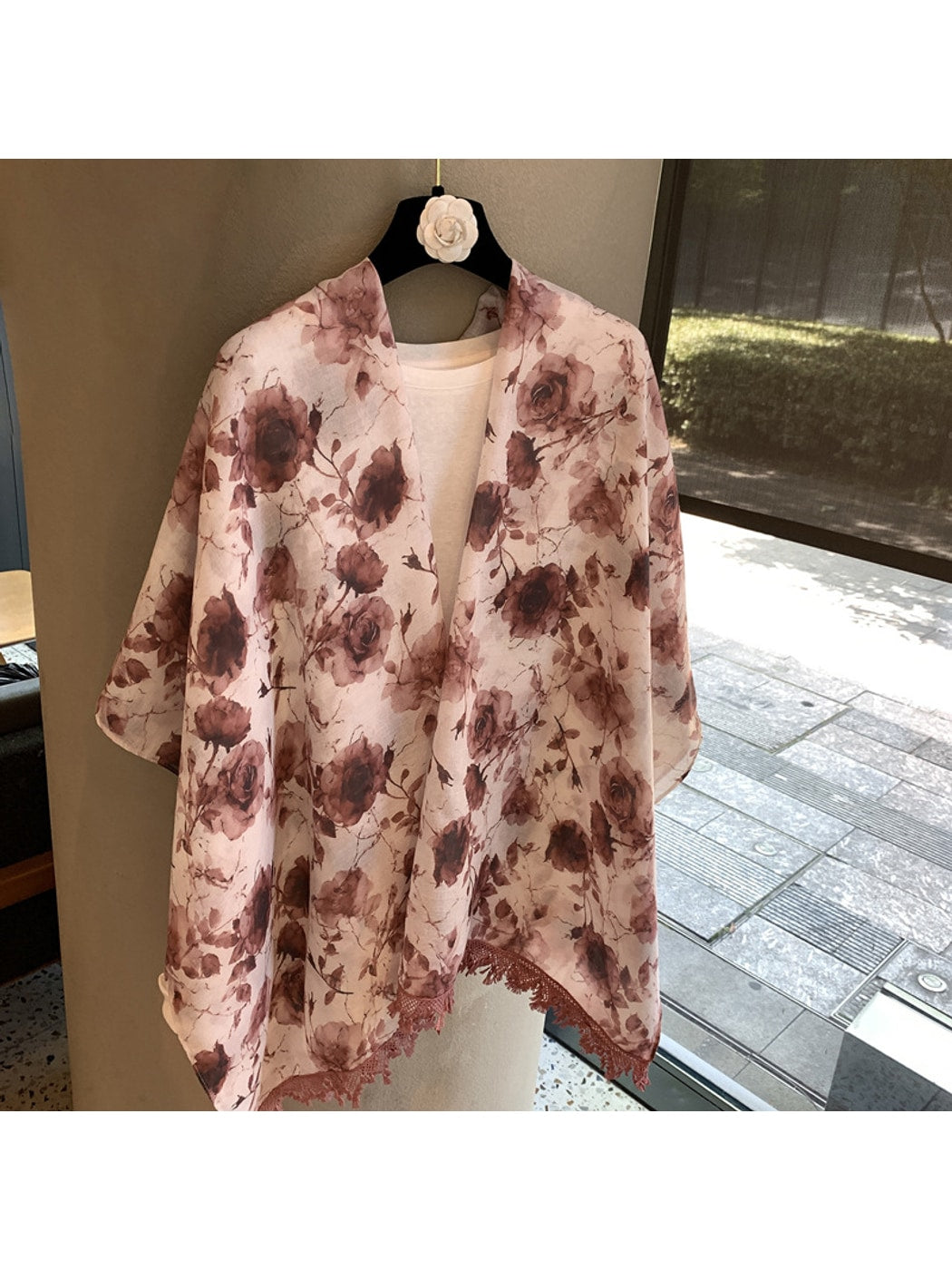 Scarvii - Floral Plain Weave Women's Shawl Scarf