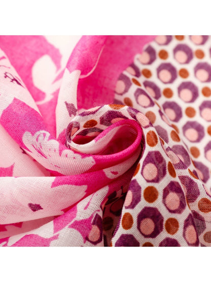 Scarvii - Pink Bohemian Floral Travel Scarf for Women