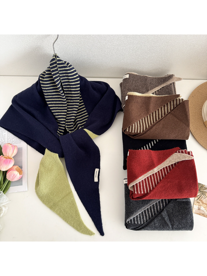 Scarvii - Striped Two Tone Winter Triangle Scarf