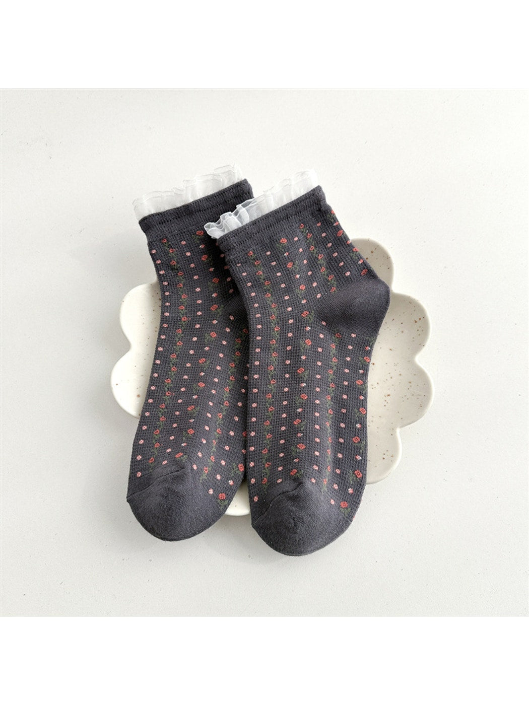 Rufia - Ruffle Floral Casual Ankle Socks
