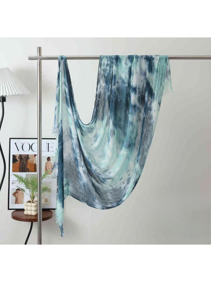 Scarvii - Abstract Mottled Tie-Dye Fringe Scarf