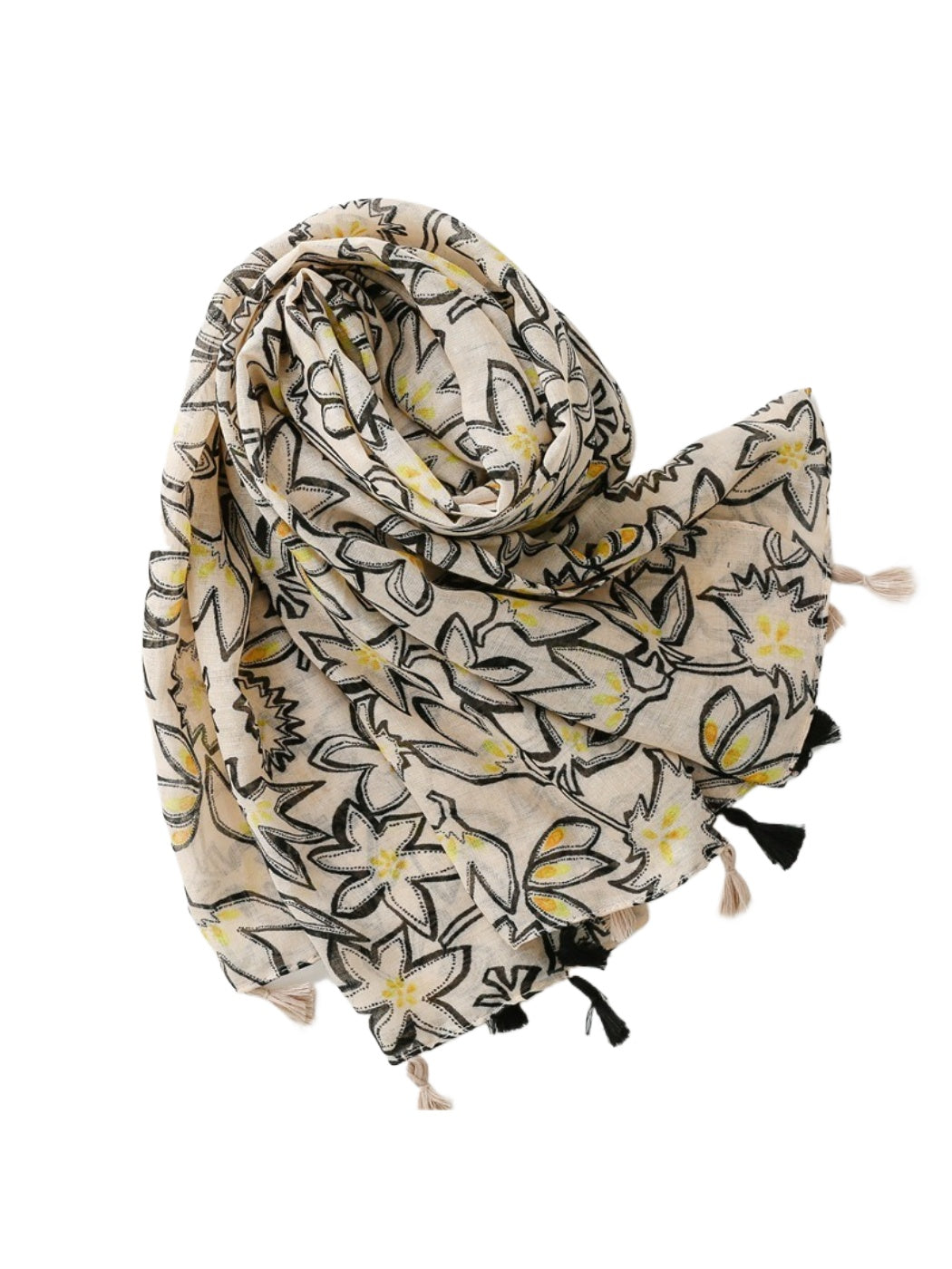 Scarvii - Sketch Floral Print Lightweight Scarf