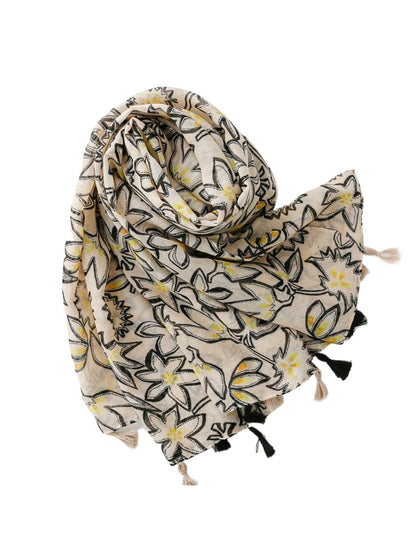Scarvii - Sketch Floral Print Lightweight Scarf