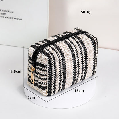 Top view of Cosbai modern zigzag cosmetic pouch
