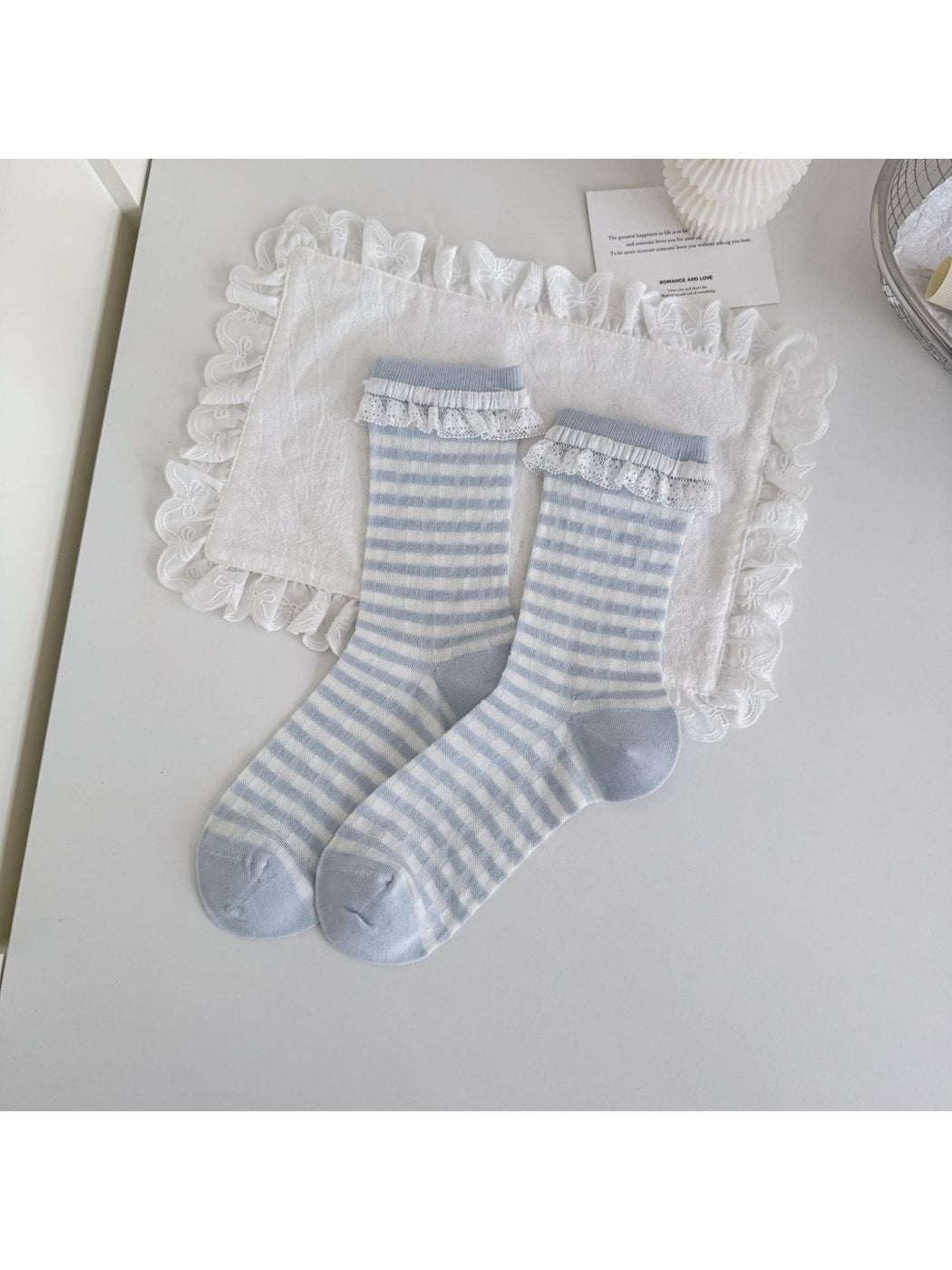 Rufia - Ruffle Trim Bow Detail Women's Crew Socks