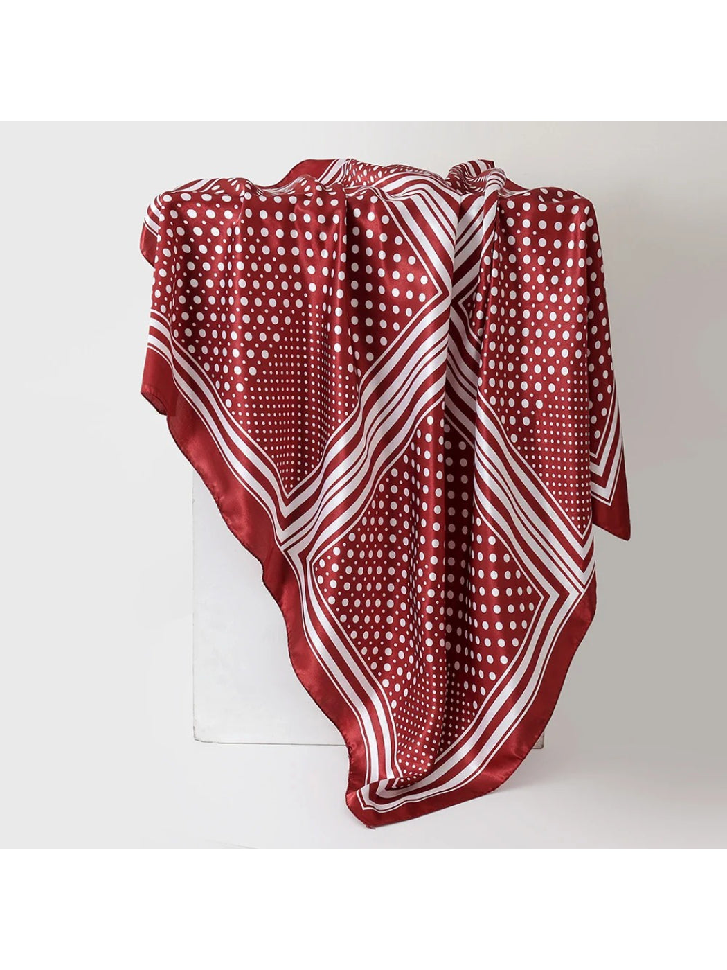 Scarvii - Polka Dot Square Scarf with Striped Border