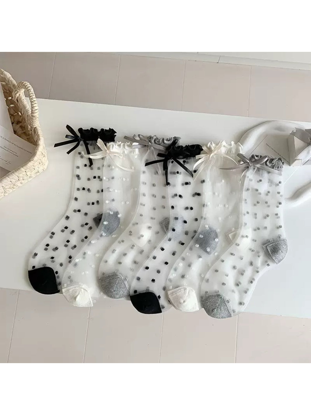 Rufia - Sheer Polka Dot Bow Socks product image 1
