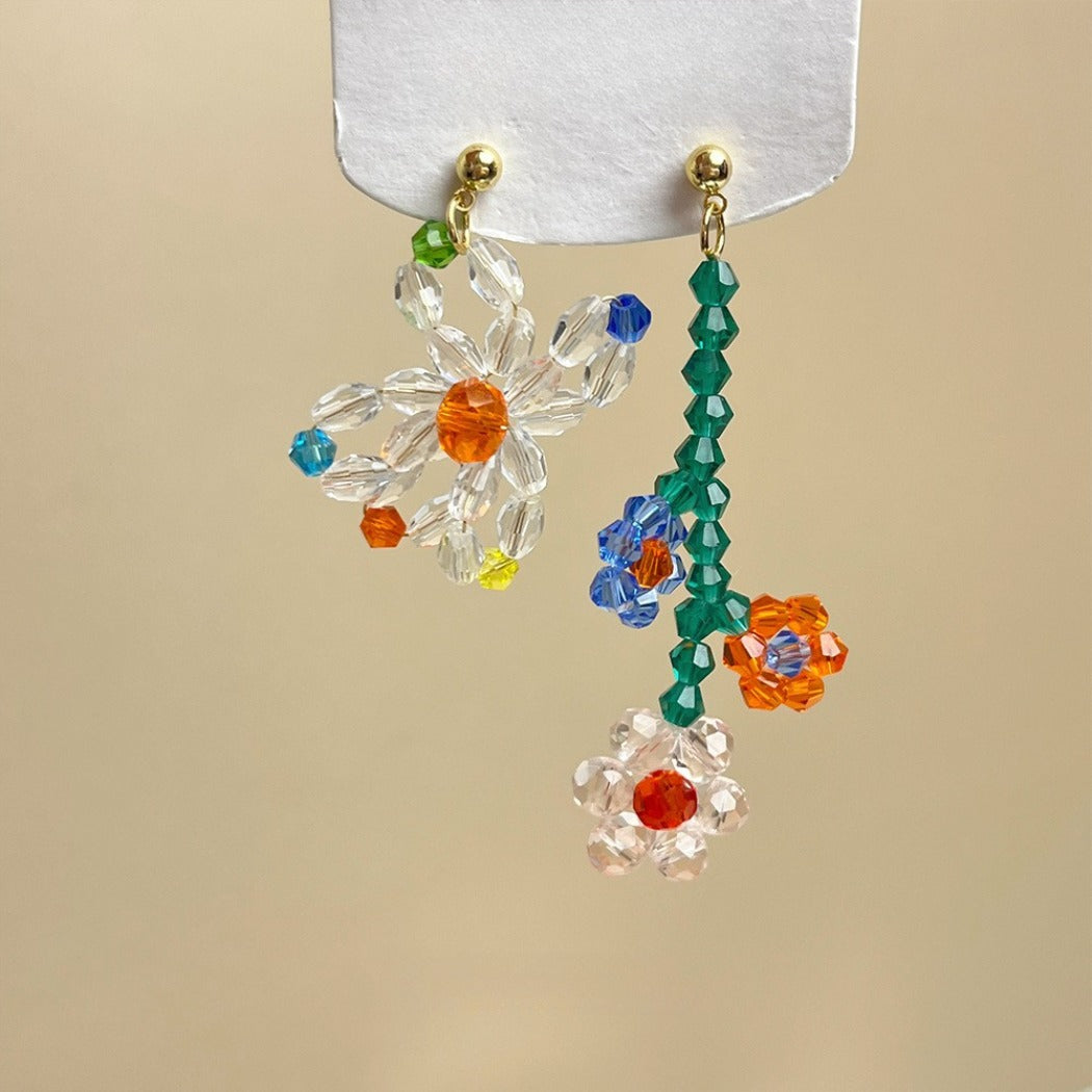 Earwish Colorful Beaded Flower Earrings -Playful &Fresh with floral motif
