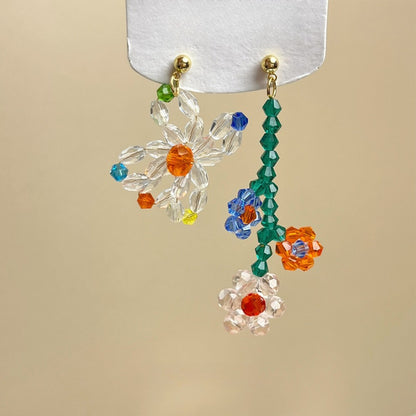 Earwish Colorful Beaded Flower Earrings -Playful &Fresh with floral motif