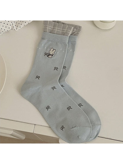 Rufia - Simple Bear Motif Crew Socks