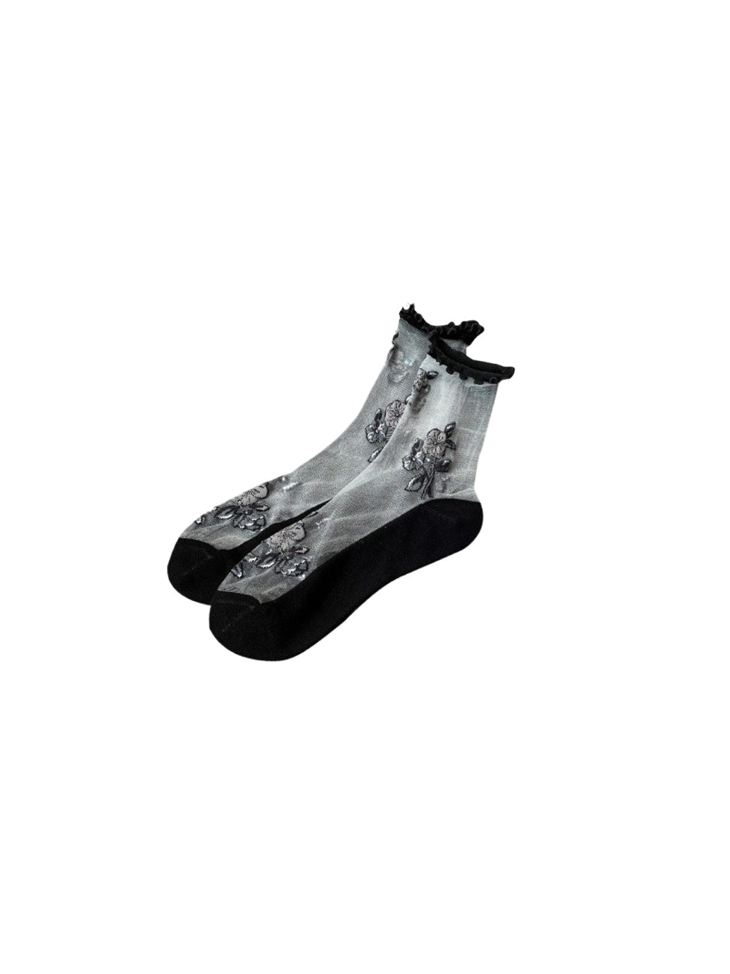 Rufia - Sheer Floral Embroidered Crew Socks product image 8