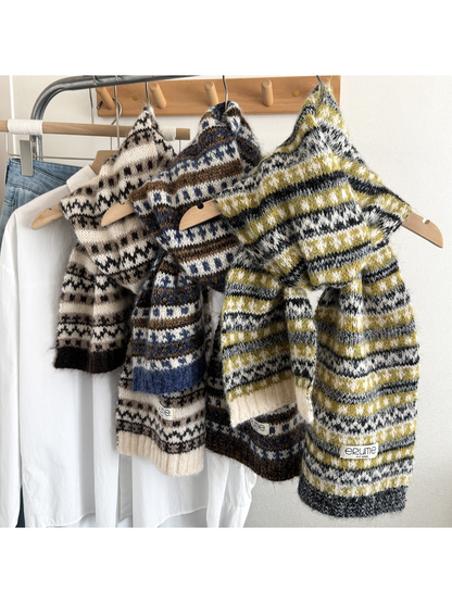 Scarvii - Nordic Fair Isle Fuzzy Scarf