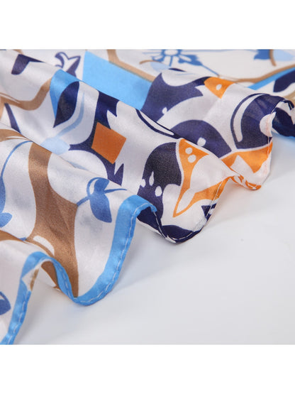 Scarvii - Elegant Colorblock Floral Printed Scarf