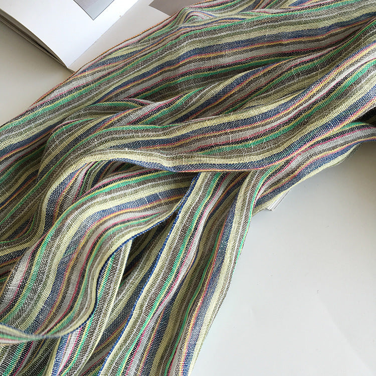 Scarvii - Stripe Cotton Linen Long Scarf & Shawl