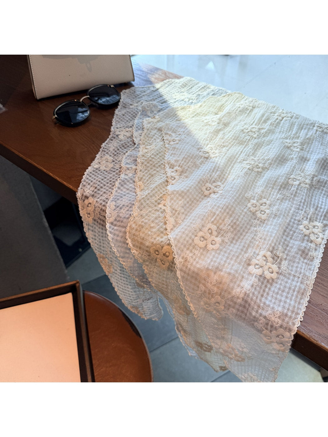 Scarvii - Floral Lace Hollow-Out Triangle Scarf