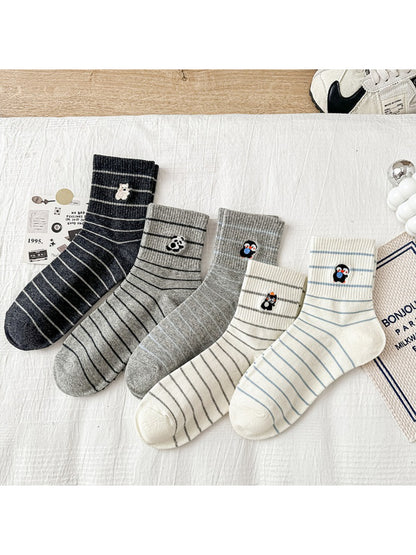 Rufia - Tiny Character Stripe Crew Socks