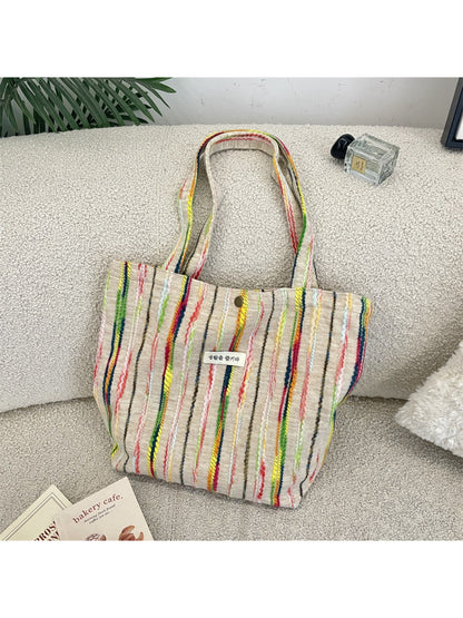 Cosbai - Multicolor Stripe Tote Bag