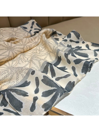 Scarvii - Geometric and Floral Print Lightweight Wrap Scarf