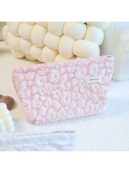 Cosbai - Embossed Cloud Floral Print Makeup Bag