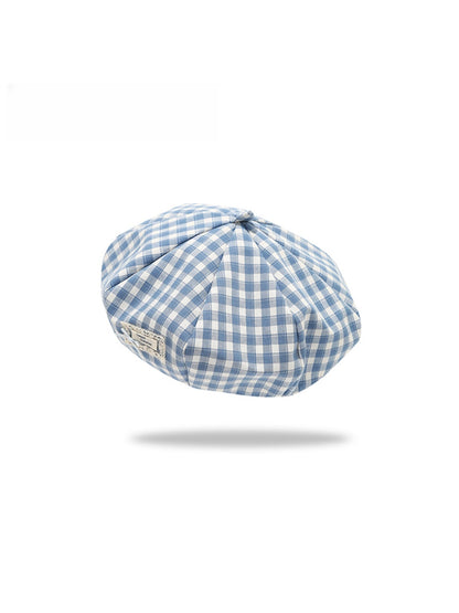 Haila - Round Crown No-Brim Plaid Beret