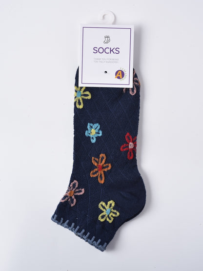 Rufia - Floral Grid Short Ankle Socks