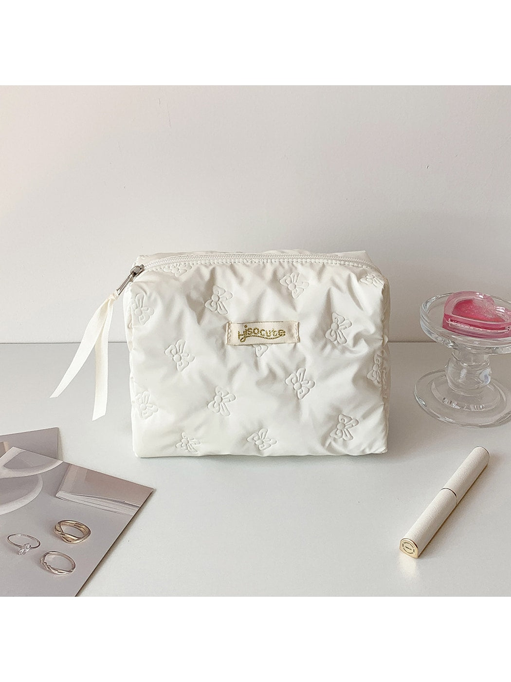Cosbai - Minimal Embossed Storage Makeup Bag