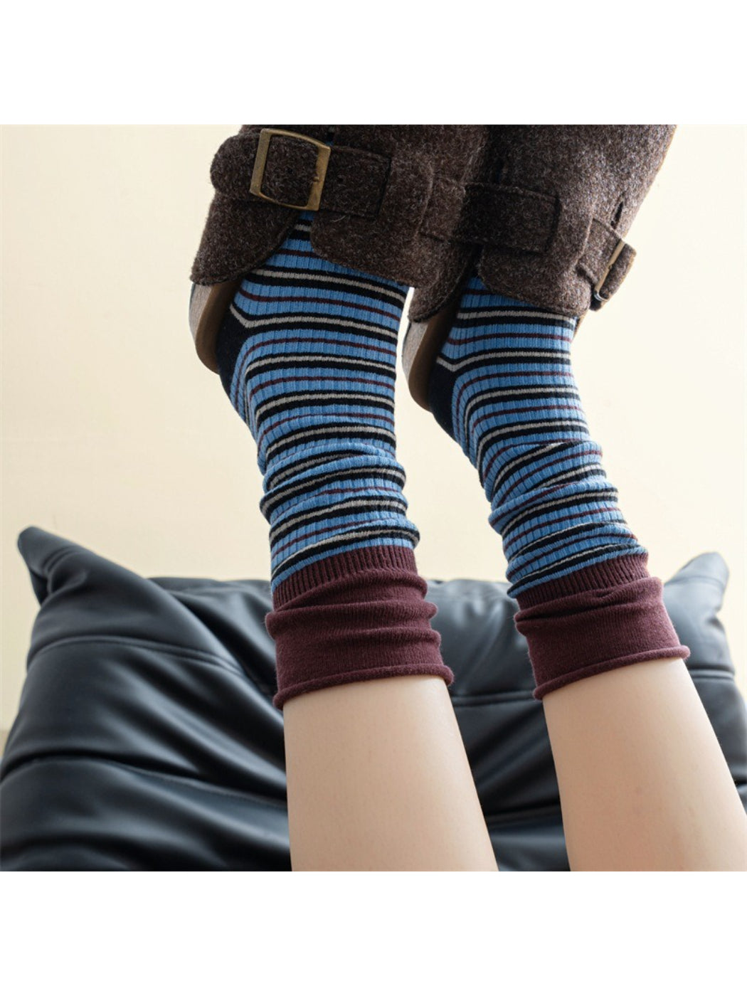 Rufia - Retro Colorblock Stripe Crew Socks