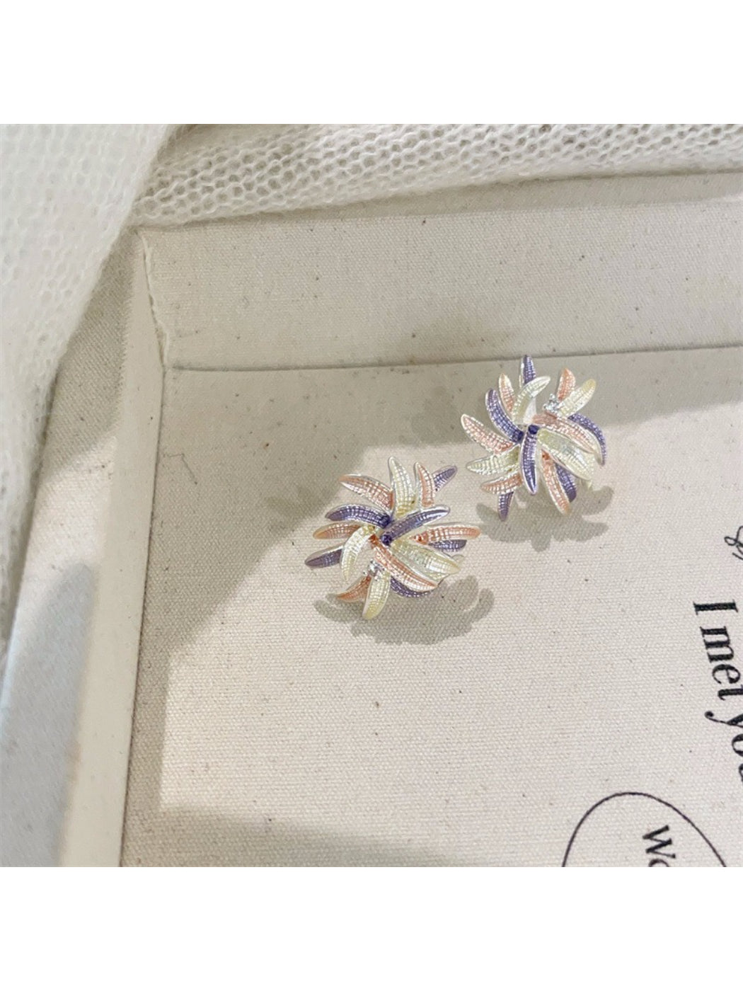 Earwish Color Burst Floral Earrings in a gift box with floral design packaging