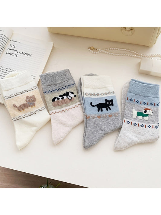 Rufia - Cartoon Animal Pattern Women's Crew Socks