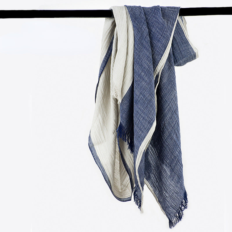 Scarvii - Vintage Contrast Style Cotton Long Scarf