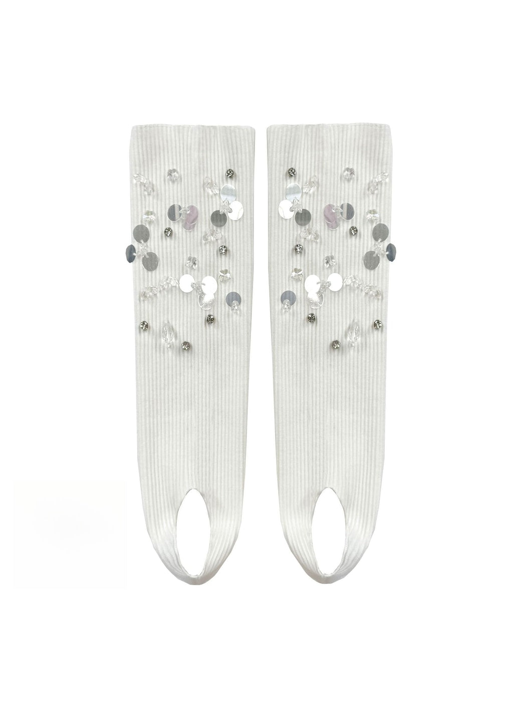 Cozyra - Sequin and Bead Ribbed Stirrup Leg Warmers
