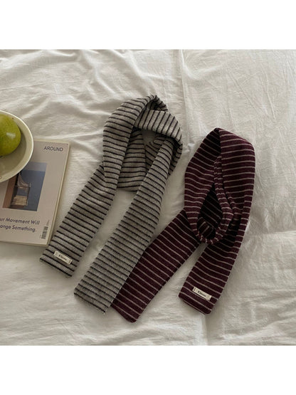 Scarvii - Fine Stripe Ribbed Knit Scarf