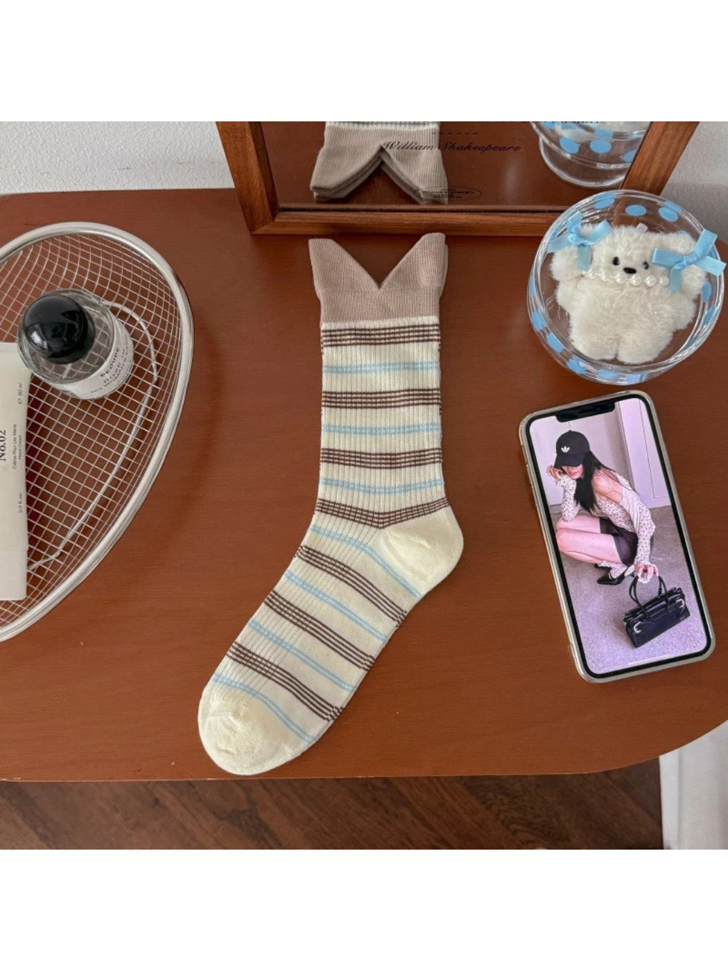 Rufia - Stripe Split V-Cuff Crew Socks
