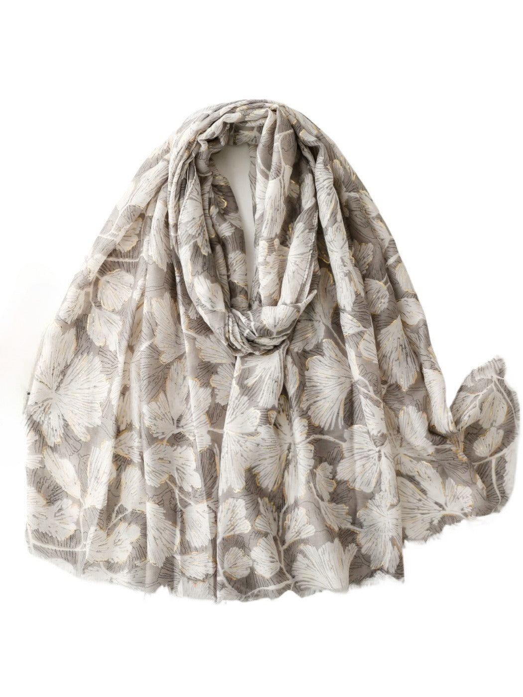 Scarvii - Gold Foil Scarf & Shawl with Floral Print