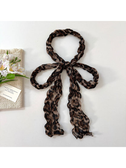 Scarvii - Crinkled Leopard Pattern Fashion Long Scarf